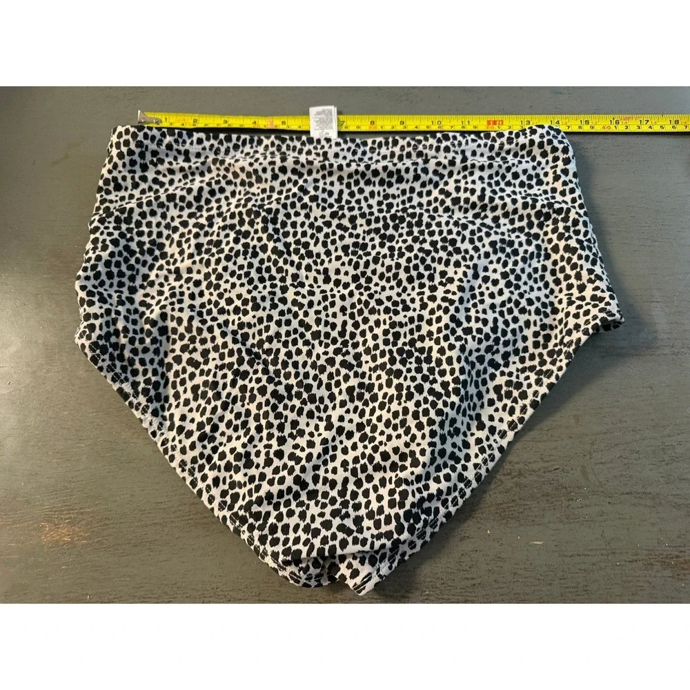 Old Navy Womens High Waisted Bikini Bottoms Black White Animal Print Large